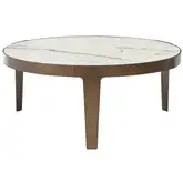 Element Coffee Table in Stone Look Ceramic & Brushed Bronze